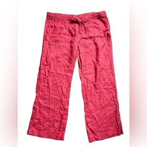 Allen Allen red linen straight leg pants size XL